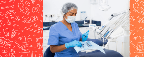 Dental Worker with Tray of Instruments