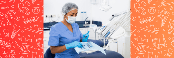 Dental Worker with Tray of Instruments